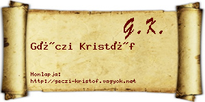 Géczi Kristóf névjegykártya